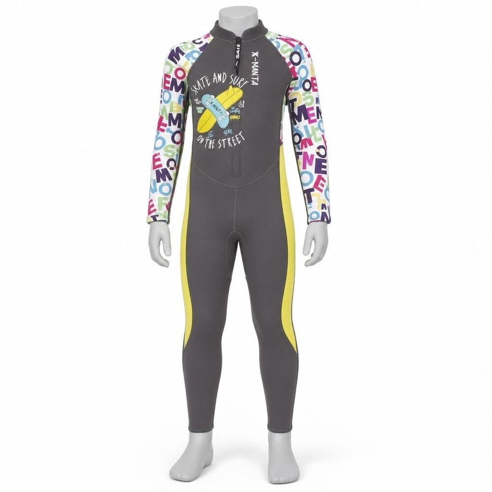 DIVE & SAIL Youth Wetsuit Size M Skate & Surf Graphic Multicolor Sleeves